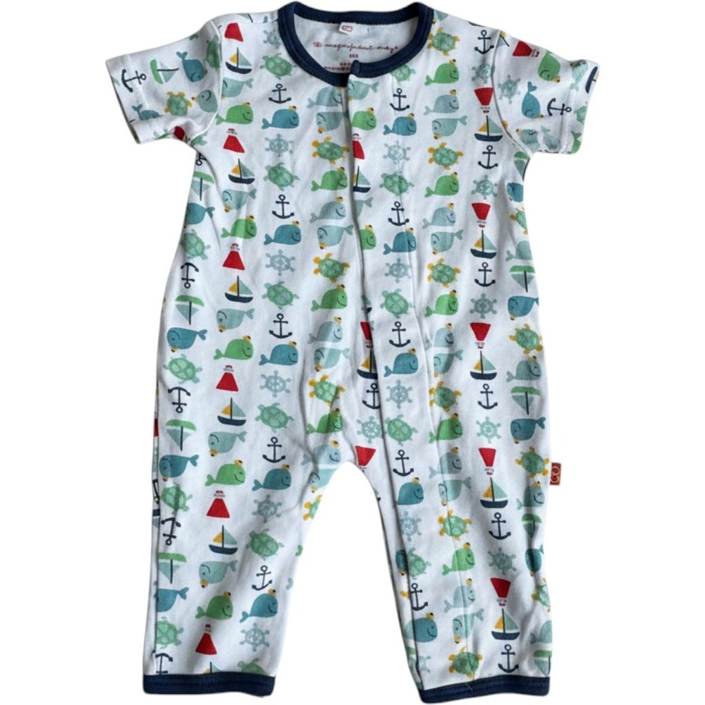 Magnetic Me Magnificent Baby Nautical Whale Turtle Romper 3M Preppy Coastal boy